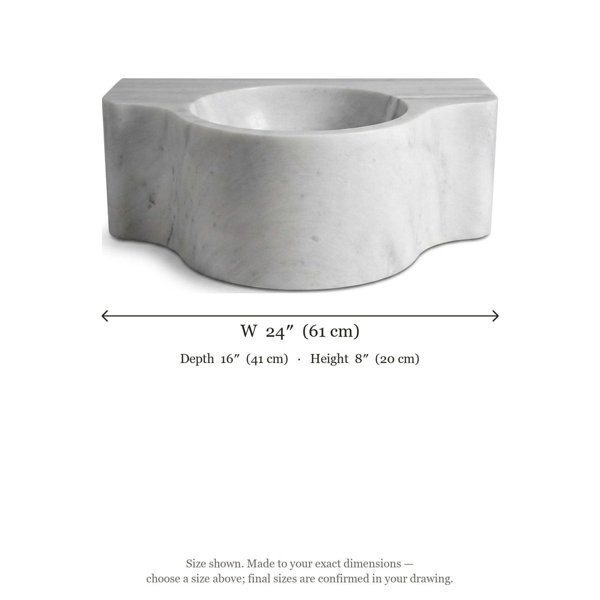 Carrara Marble Sink — dimensions — view 5