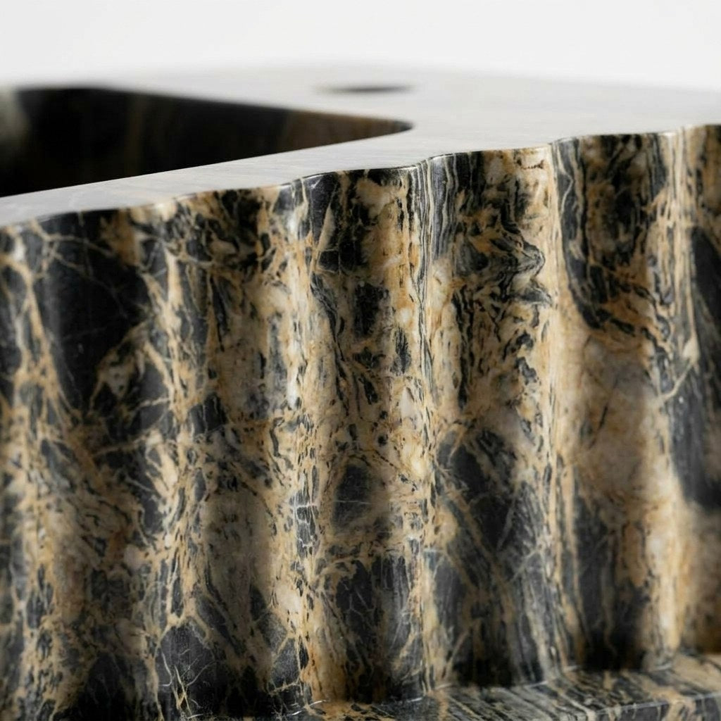 Picasso Fluted Honed Marble Sink — marble detail — view 3
