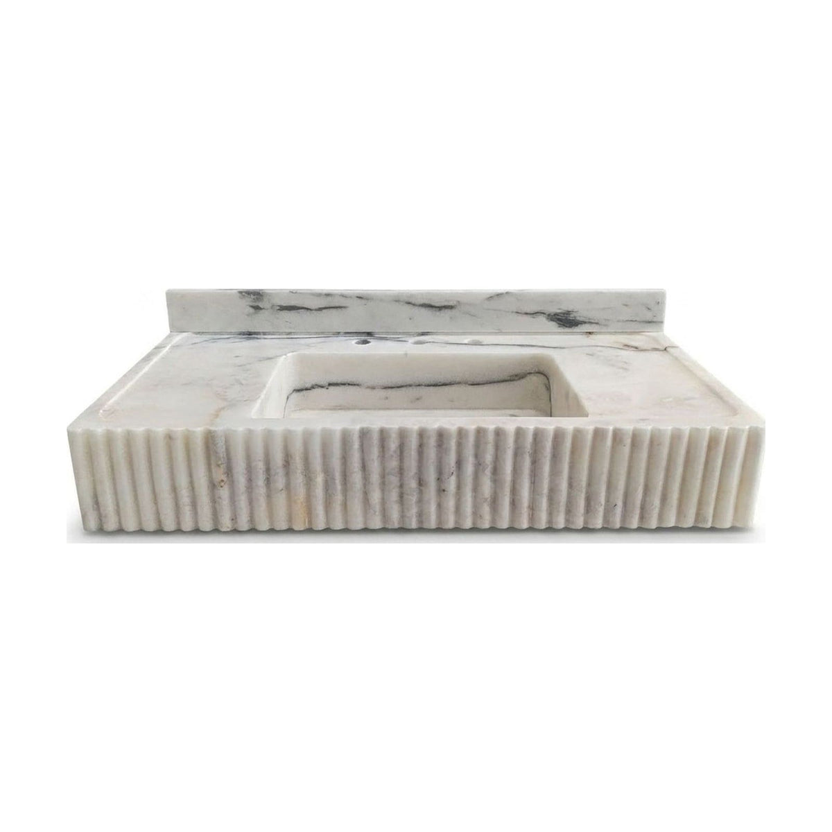 Carrara Fluted Marble Vanity with Backsplash — view 1