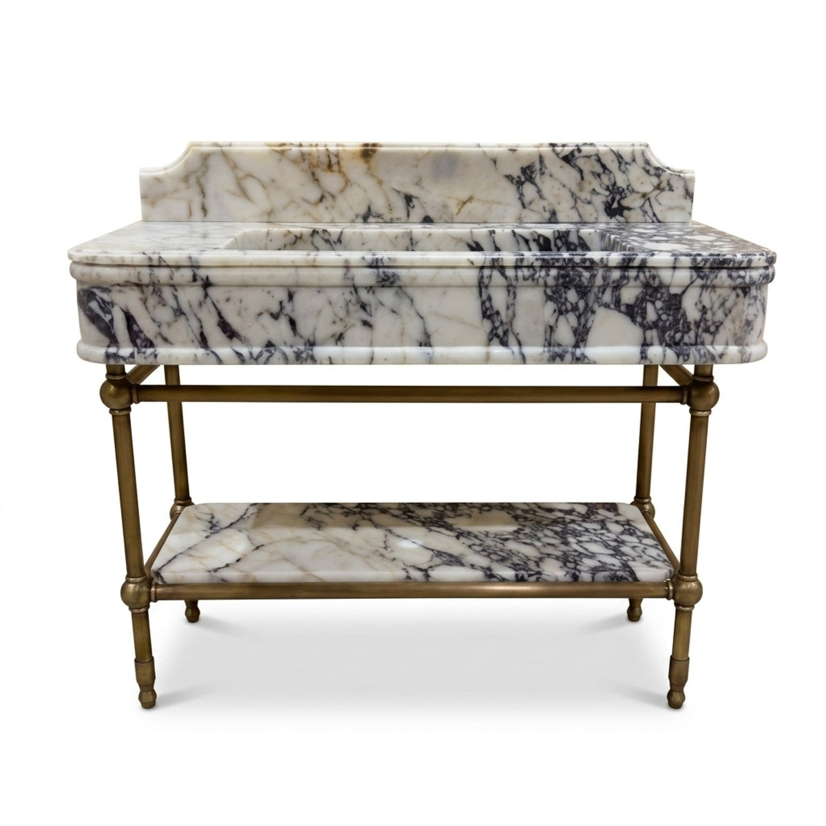 Calacatta Viola Marble Sink with Metal Stand and Backsplash — view 1