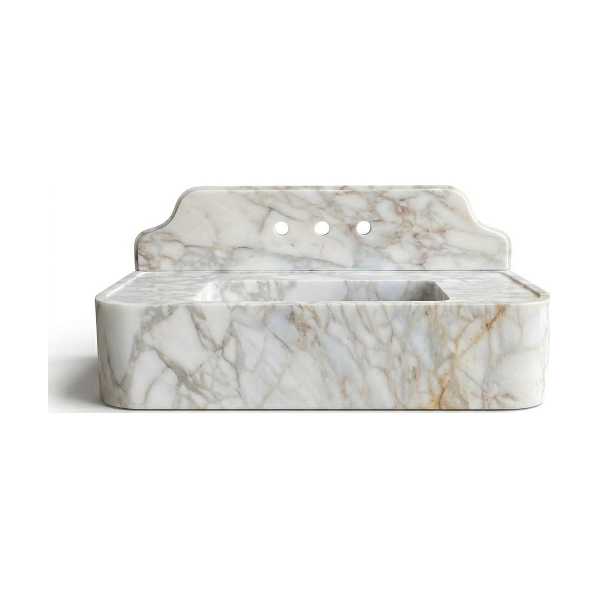 Calacatta Gold Honed Marble Sink with Backsplash — view 1