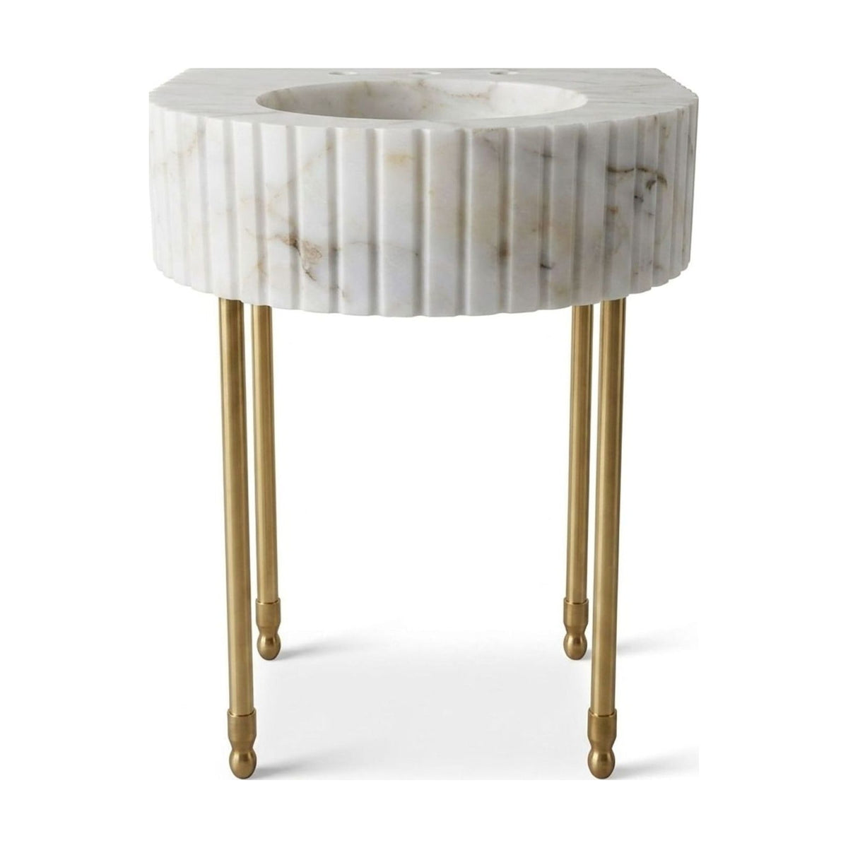 Calacatta Gold Fluted Marble Sink with Brass Stand — view 1