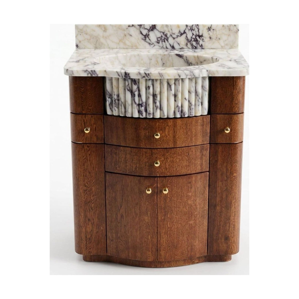Calacatta Viola Fluted Marble Vanity with Backsplash — view 1