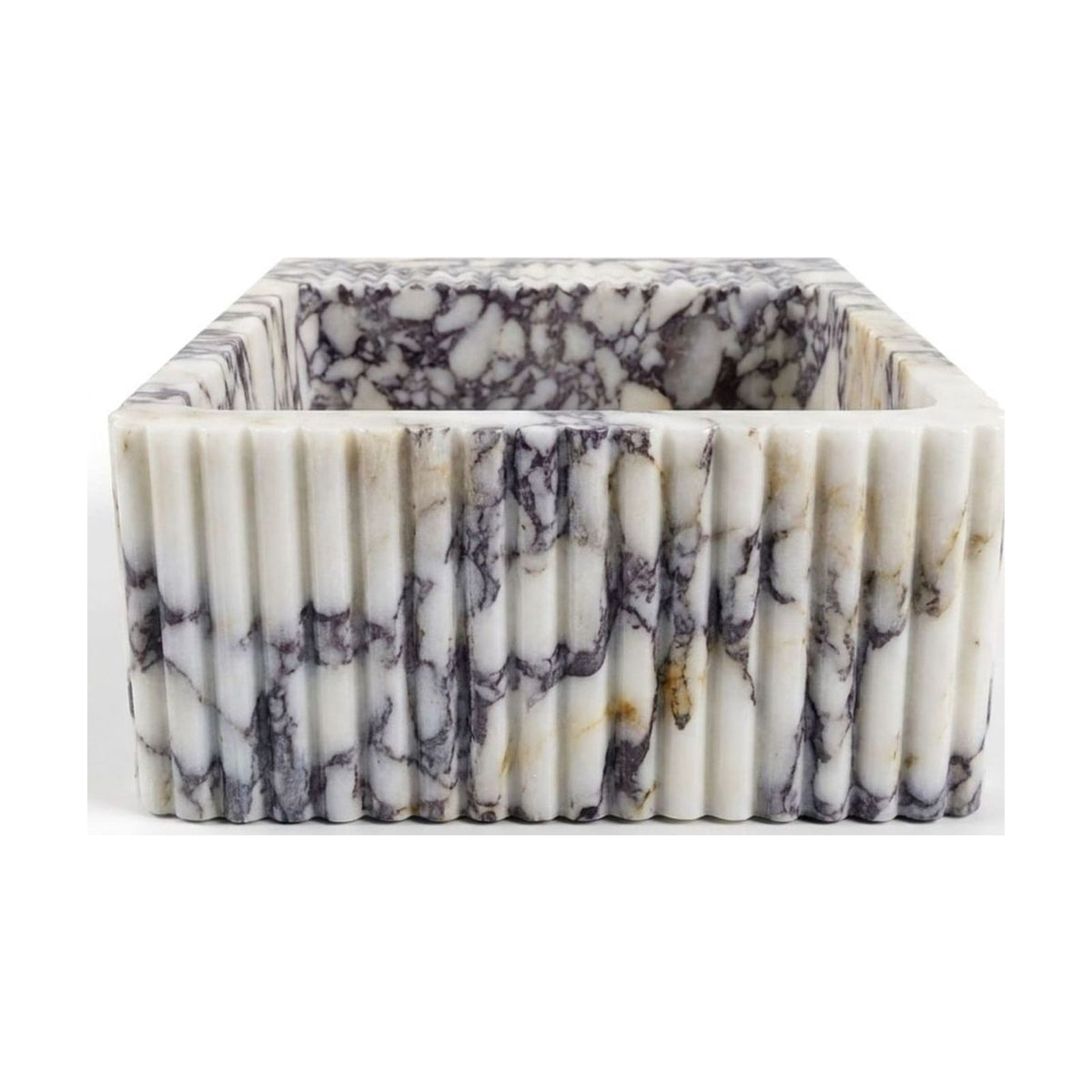 Calacatta Viola Fluted Polished Marble Vessel Sink — view 1