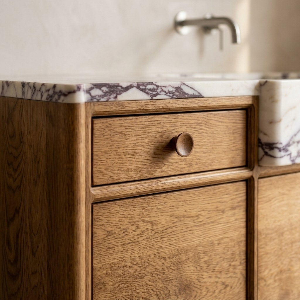 Calacatta Viola Honed Marble Vanity — detail — view 4