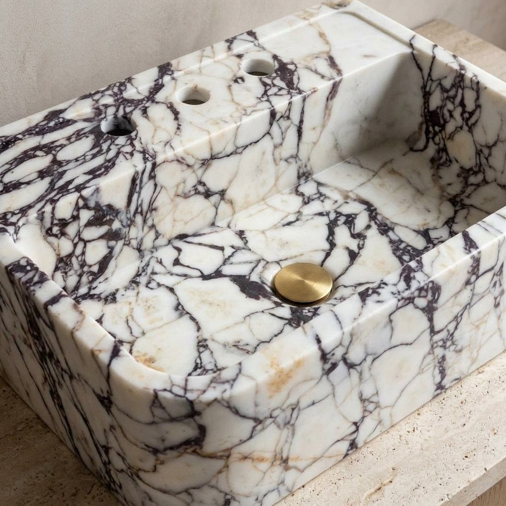 Calacatta Viola Marble Sink — detail — view 4