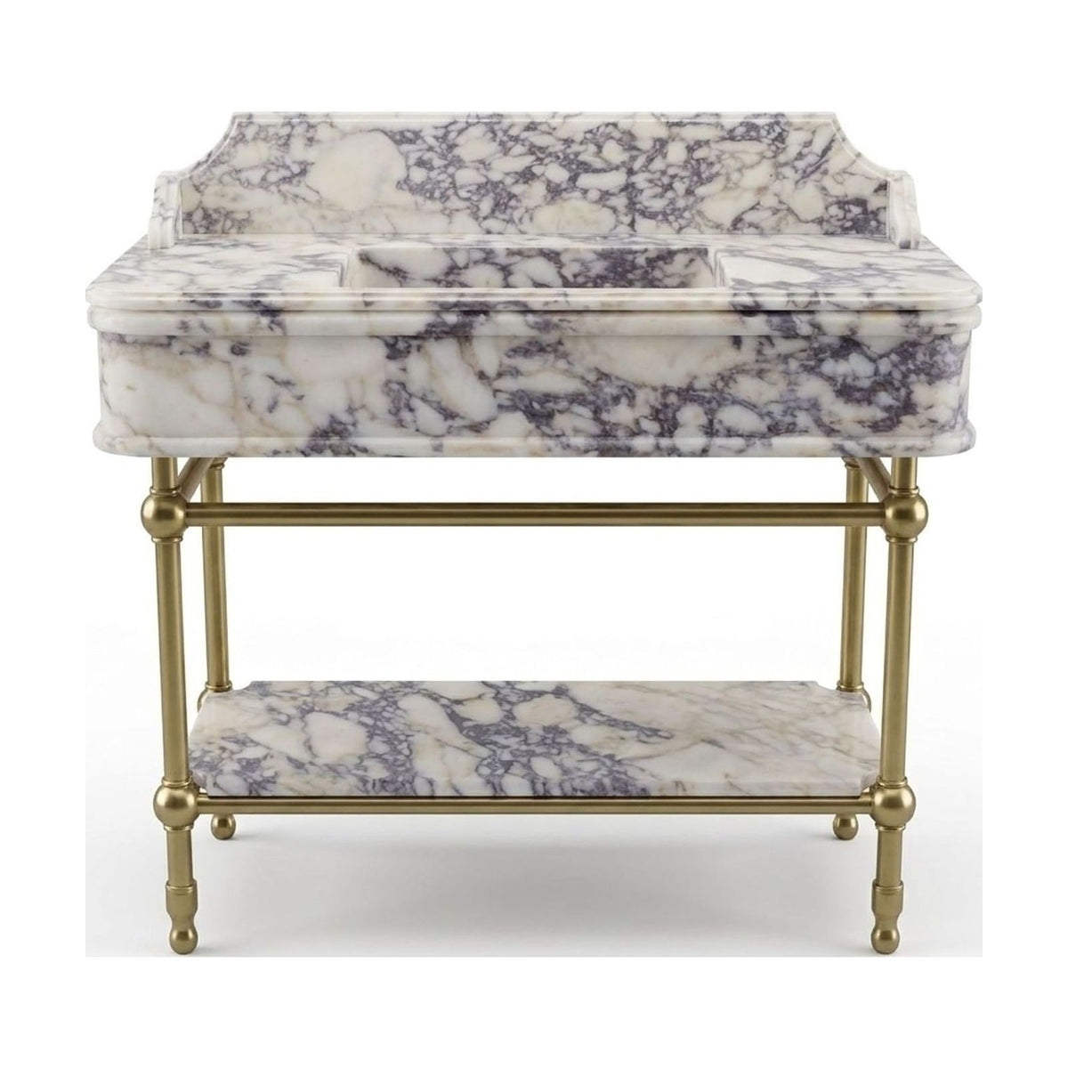 Calacatta Viola Marble Sink with Brass Stand and Backsplash — view 1