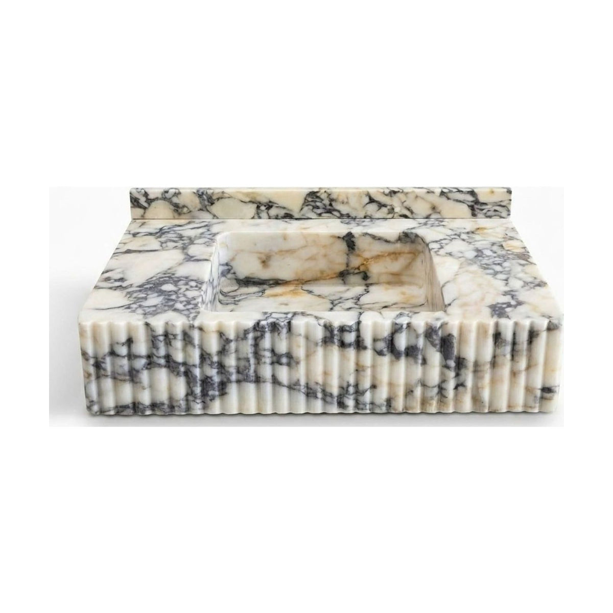 Calacatta Viola Fluted Marble Sink with Backsplash — view 1