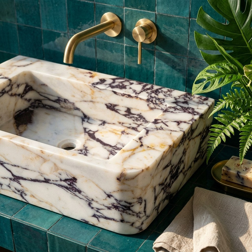 Calacatta Viola Polished Rectangular Marble Sink — premium — view 2