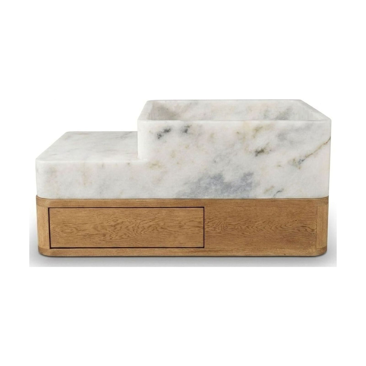 Carrara Marble Vanity with Wood Cabinet — view 1