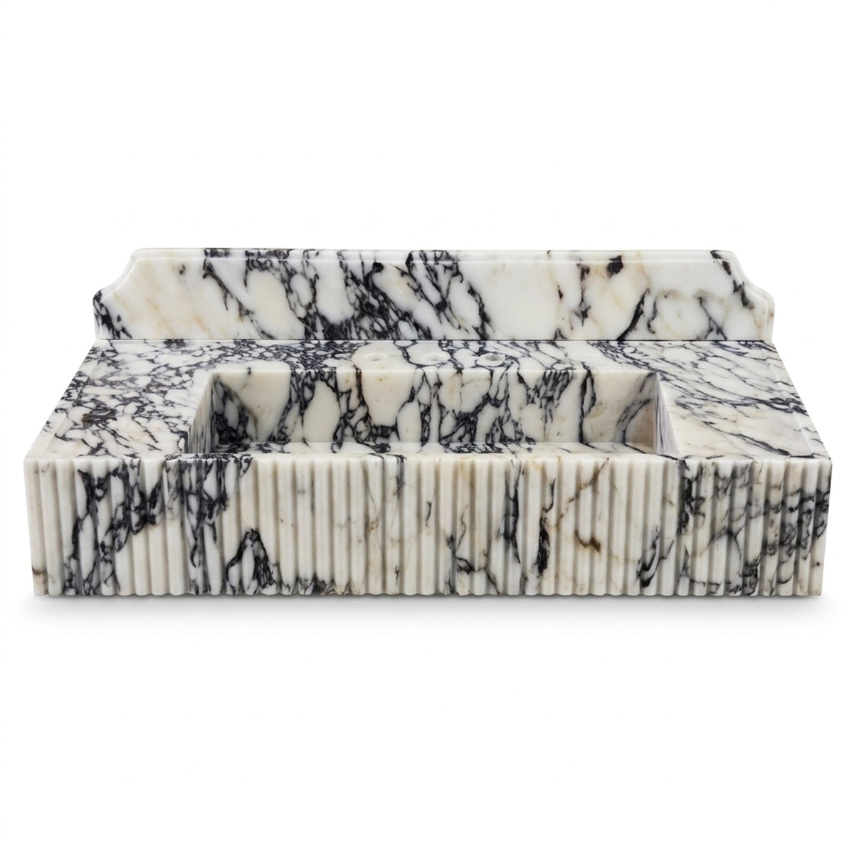 Calacatta Viola Fluted Marble Sink with Backsplash — view 1
