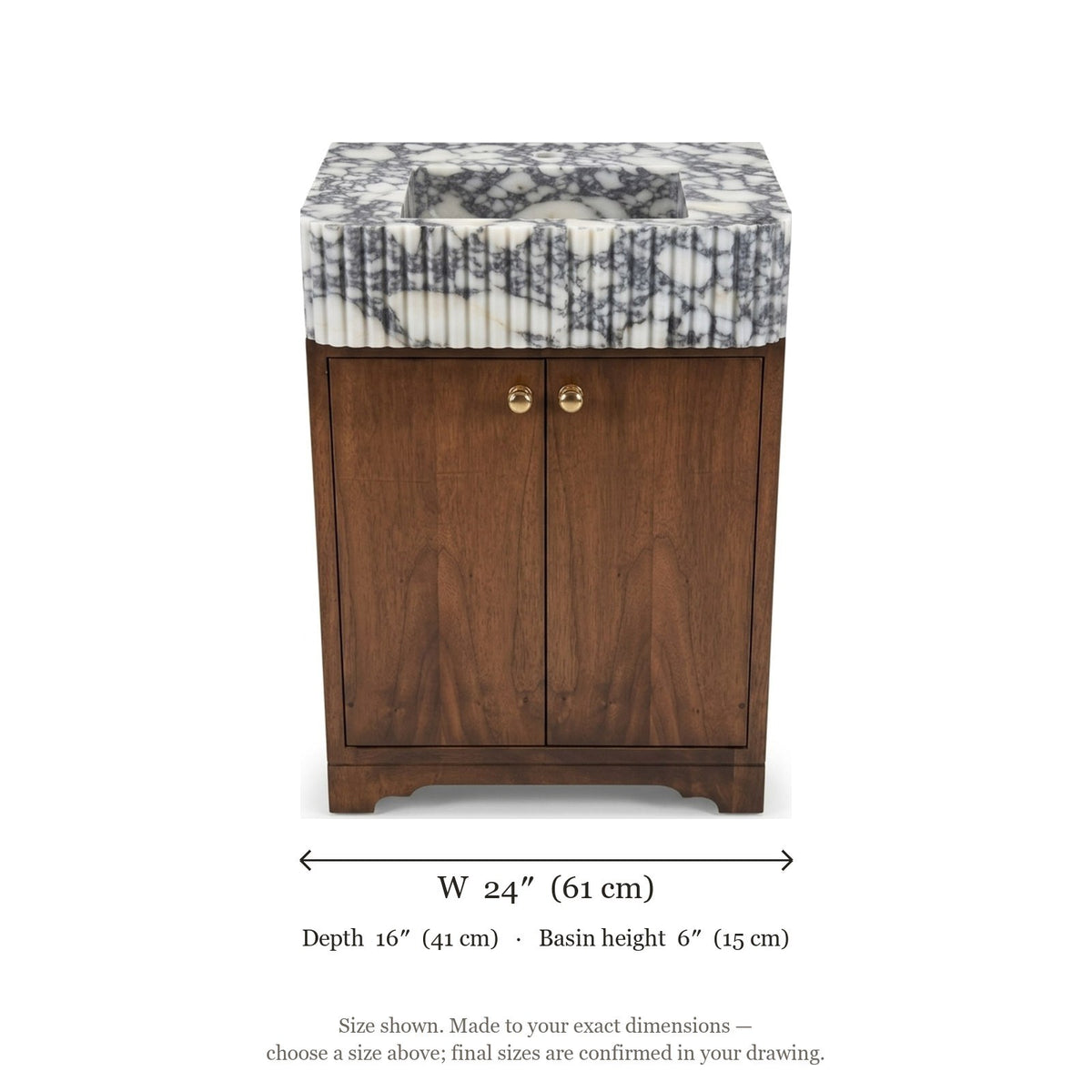 Calacatta Viola Fluted Honed Marble Vanity — dimensions — view 5