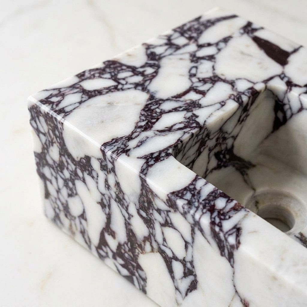 Calacatta Viola Polished Rectangular Marble Sink — marble detail — view 3