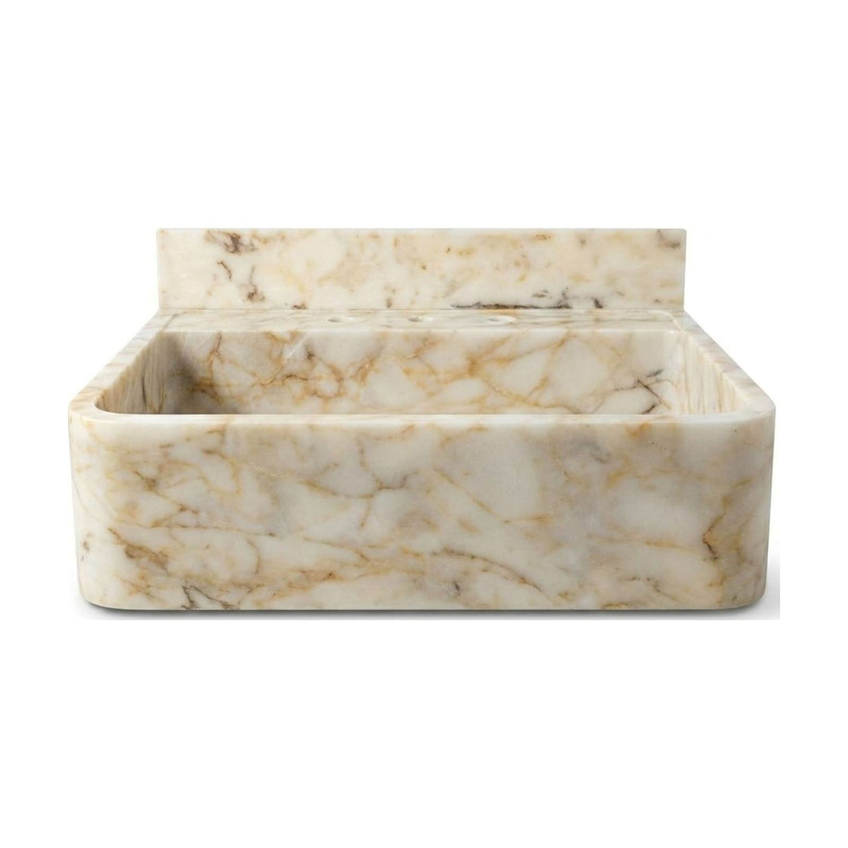 Calacatta Gold Polished Marble Sink with Backsplash — view 1
