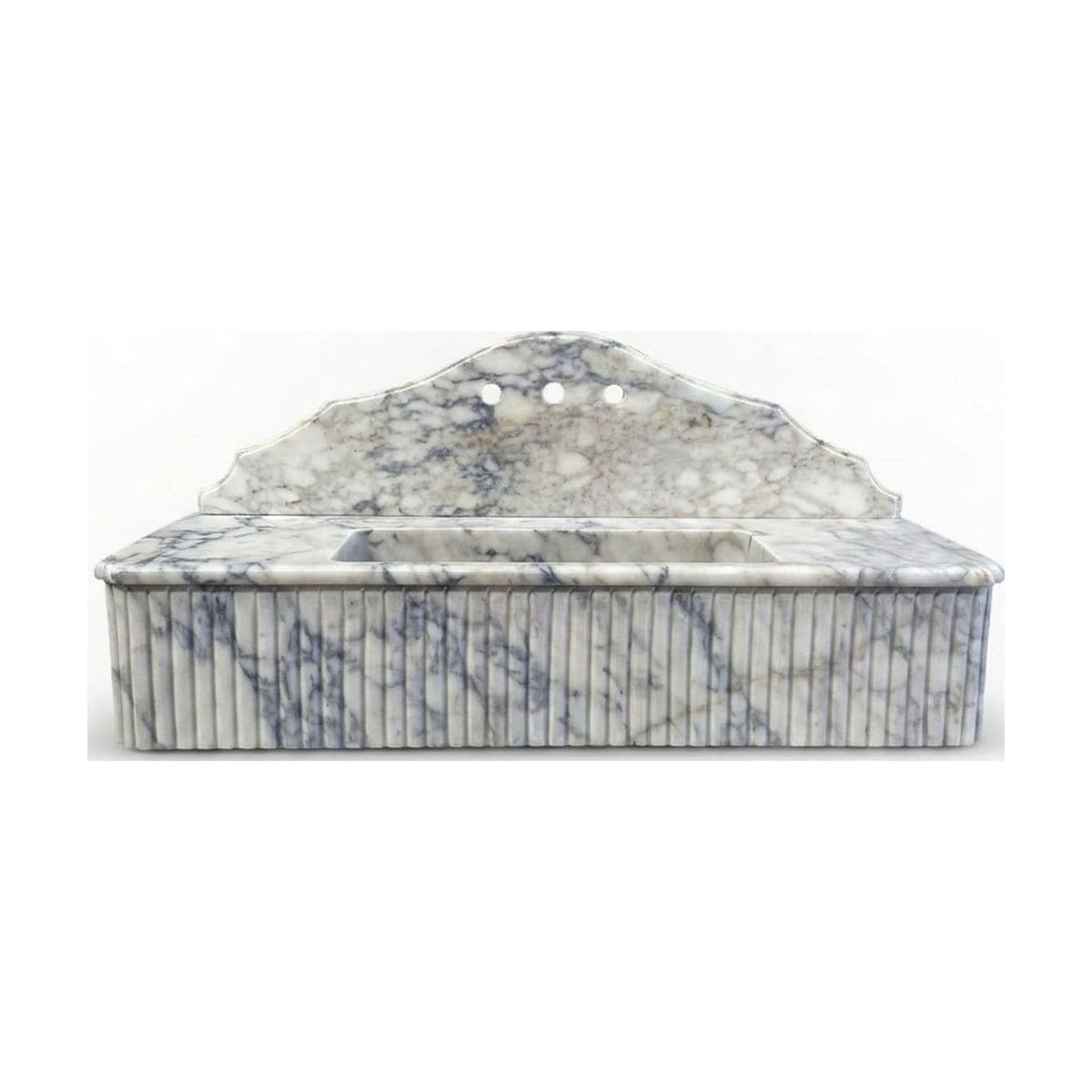 Calacatta Viola Fluted Marble Sink with Backsplash — view 1