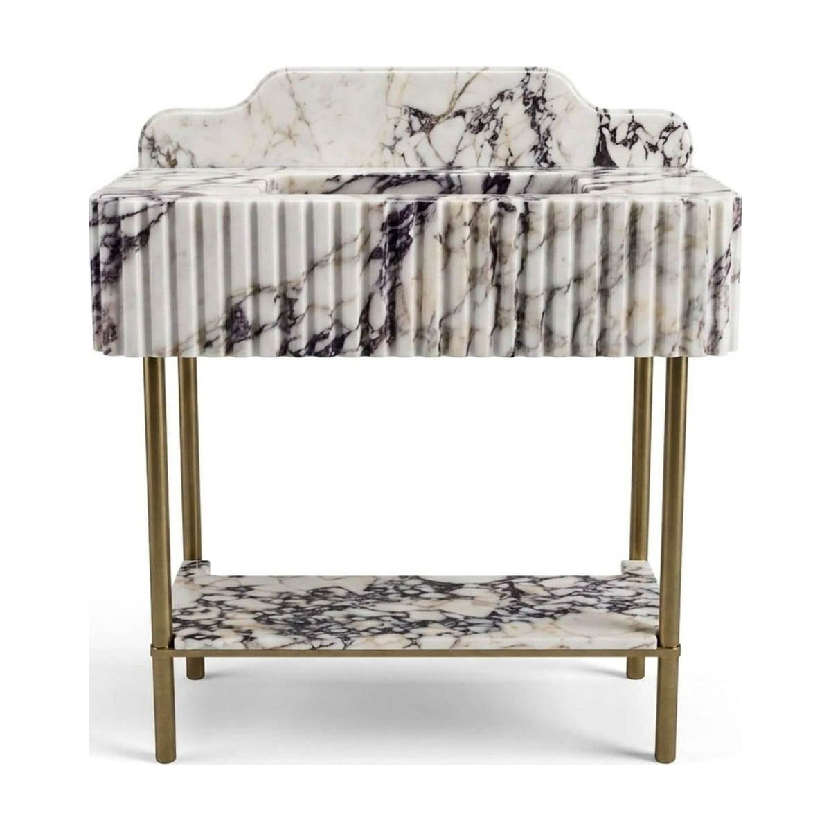 Calacatta Viola Fluted Marble Sink with Copper Stand and Backsplash — view 1