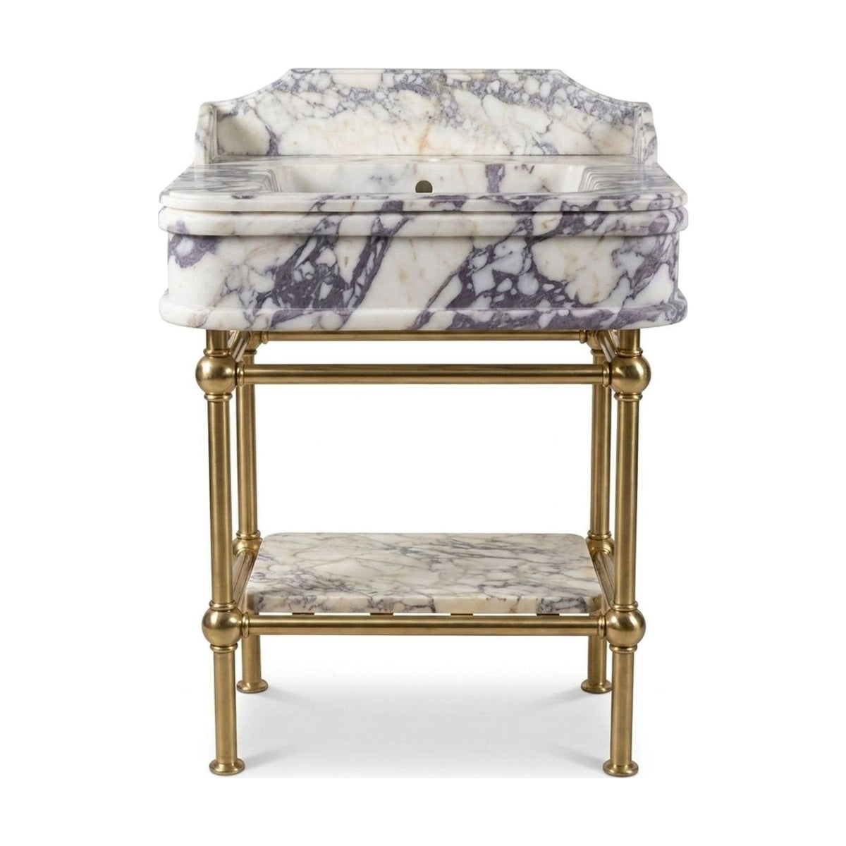 Calacatta Viola Honed Marble Sink with Brass Stand — view 1