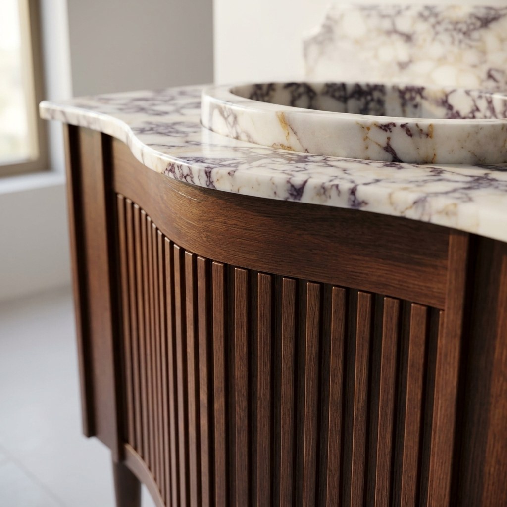 Calacatta Viola Polished Marble Vanity Top with Backsplash — detail — view 4