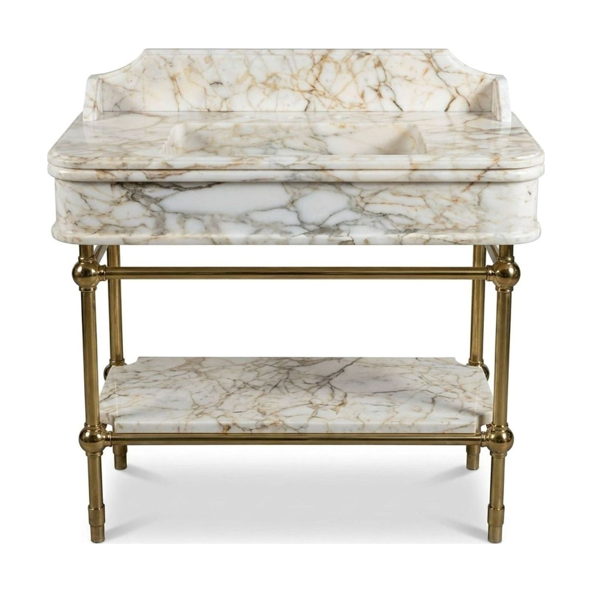 Calacatta Gold Marble Sink with Metal Stand and Backsplash — view 1