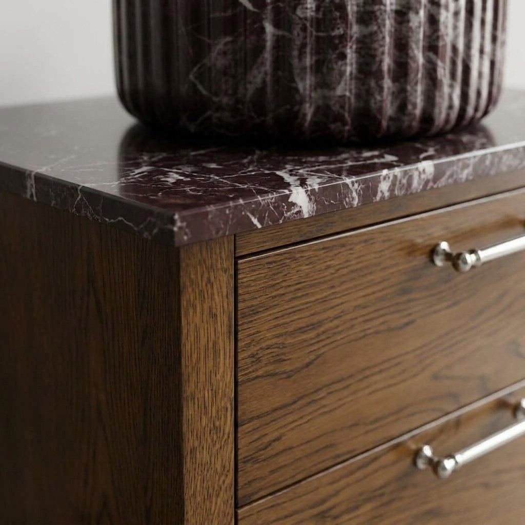Rosso Levanto Fluted Marble Vanity Sink — detail — view 4