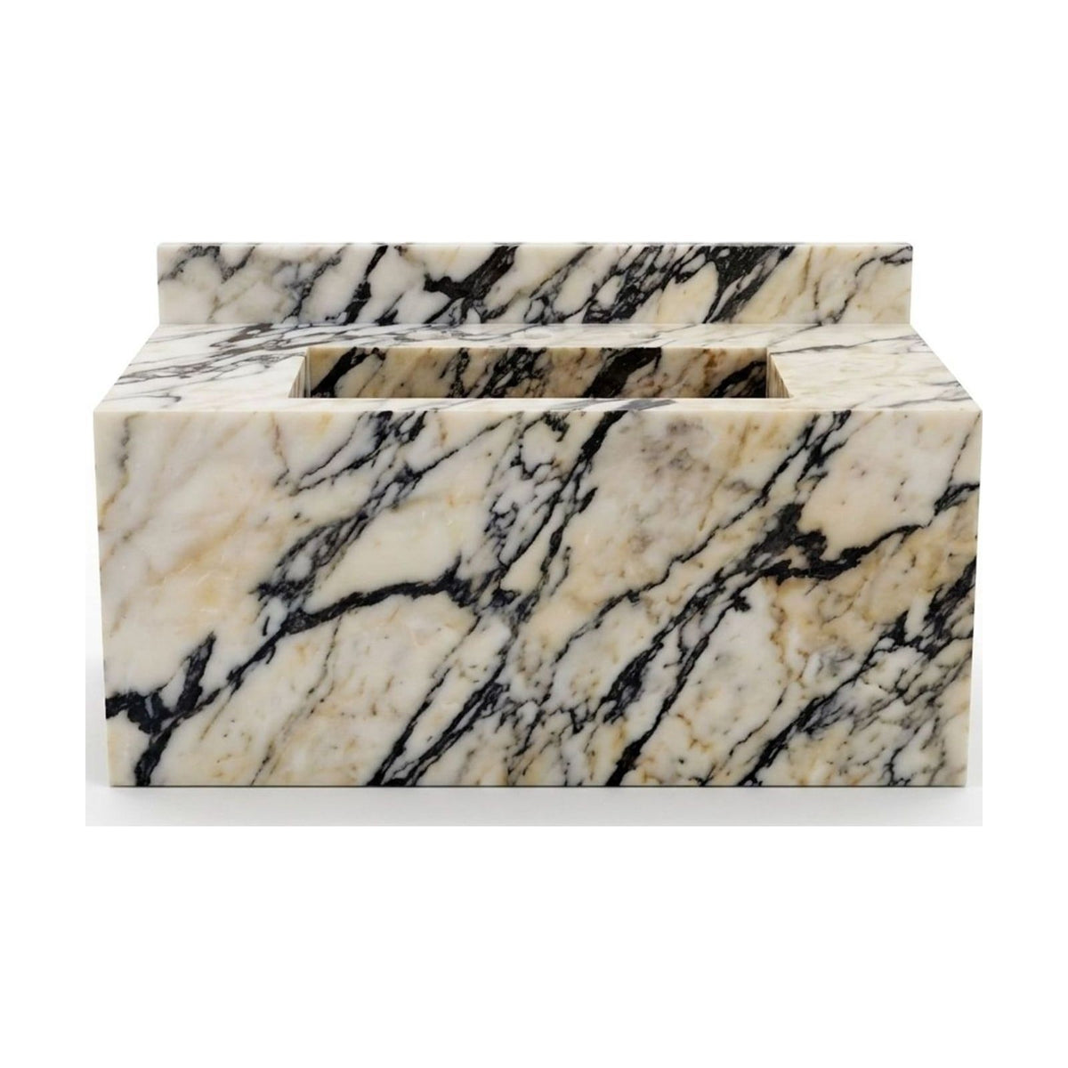Calacatta Viola Polished Marble Sink with Backsplash — view 1