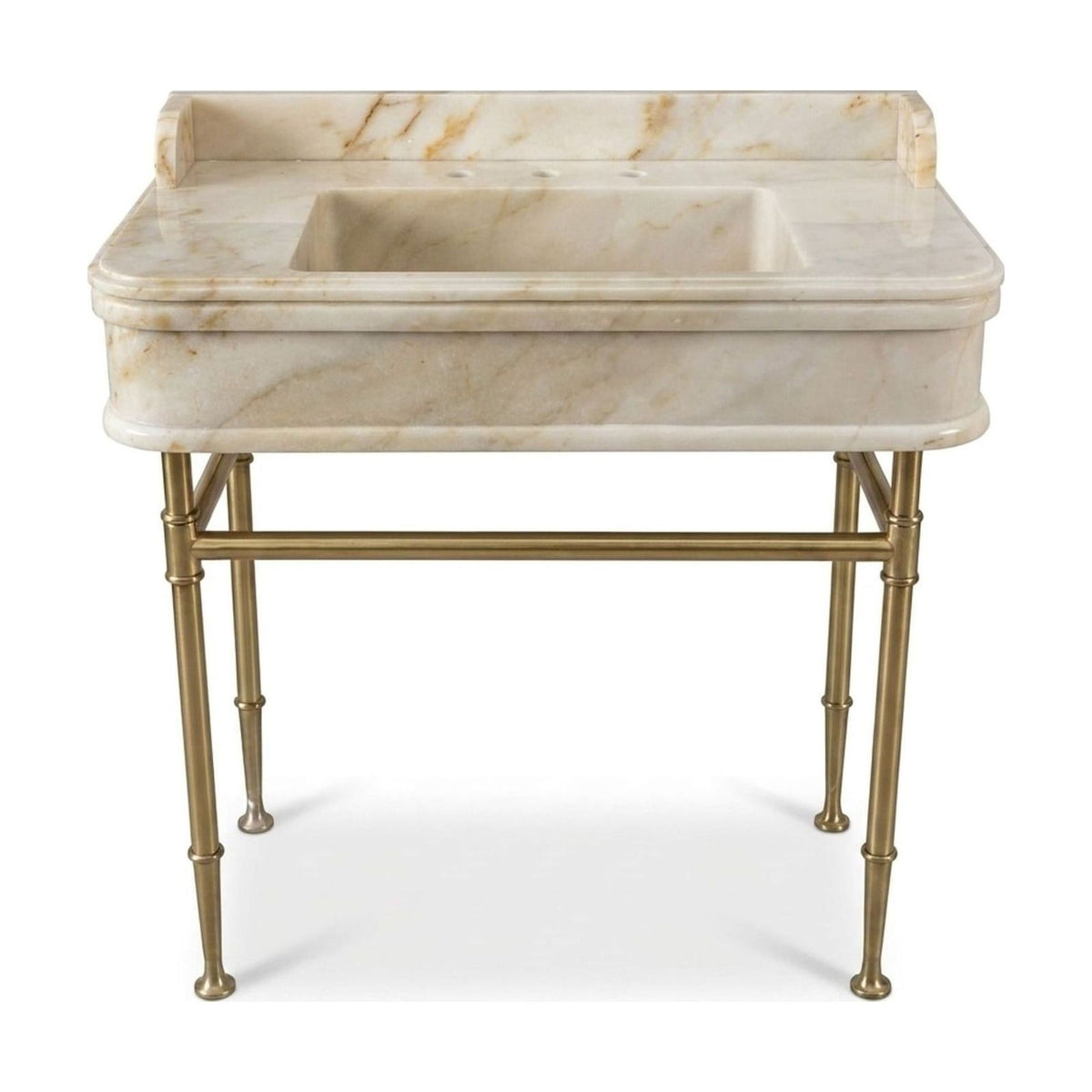 Calacatta Gold Marble Console Sink with Brass Stand — view 1