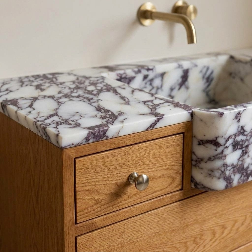 Calacatta Viola Polished Marble Vanity — detail — view 4
