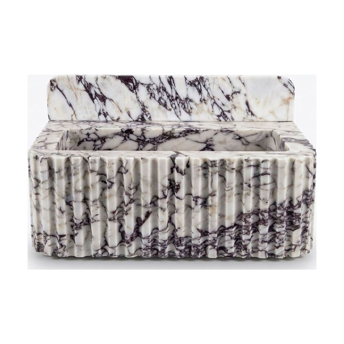 Calacatta Viola Fluted Marble Sink with Backsplash — view 1