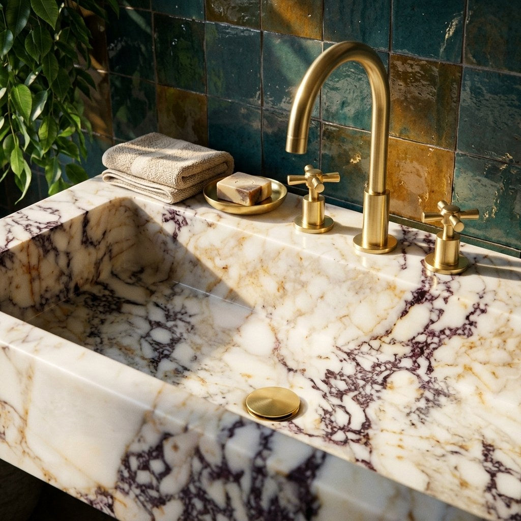 Calacatta Viola Polished Rectangular Marble Sink — premium — view 2