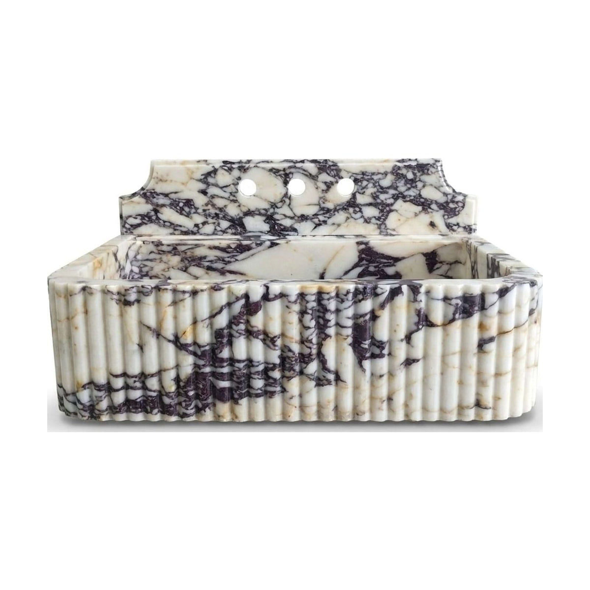 Calacatta Viola Fluted Marble Sink with Backsplash — view 1