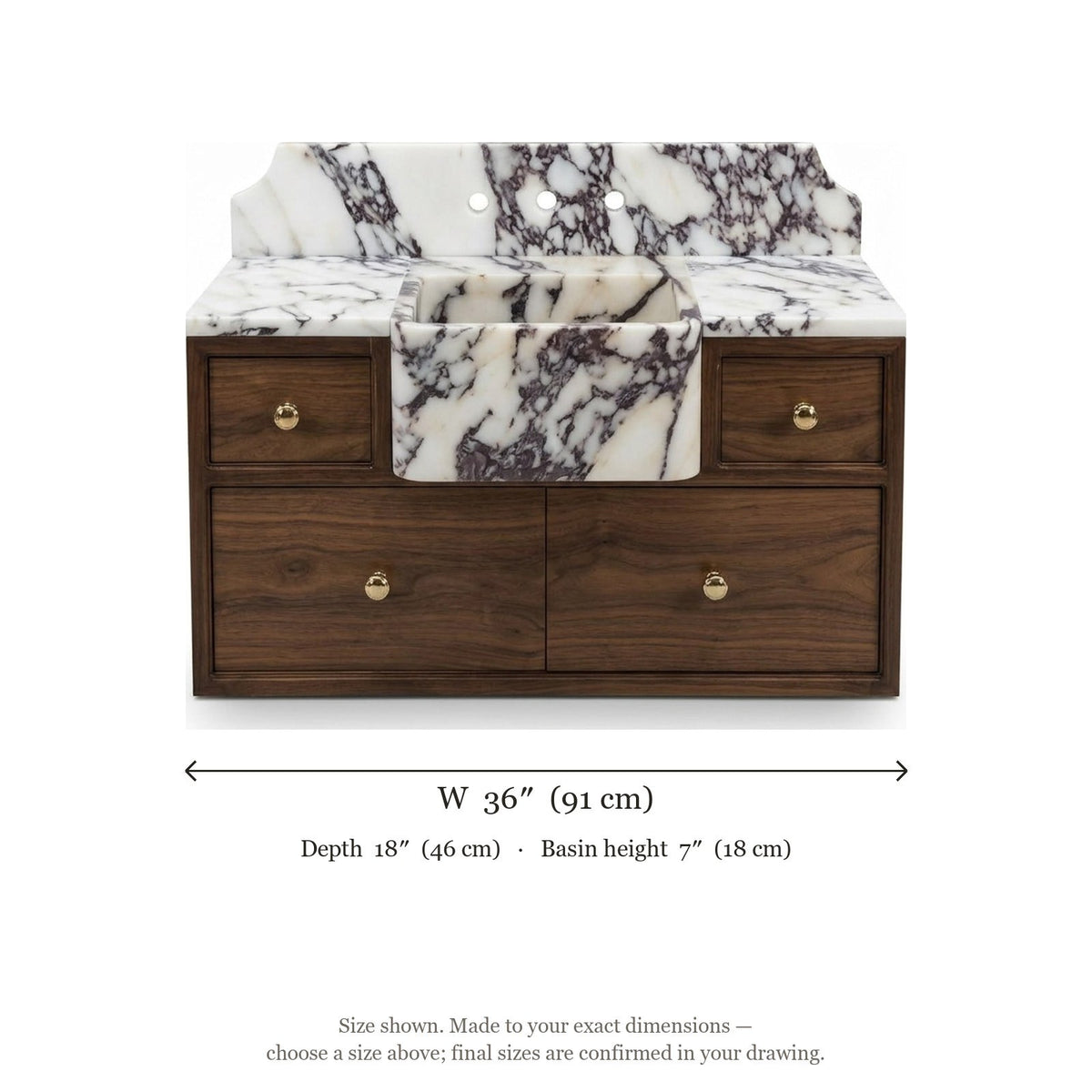 Calacatta Viola Polished Marble Vanity — dimensions — view 5