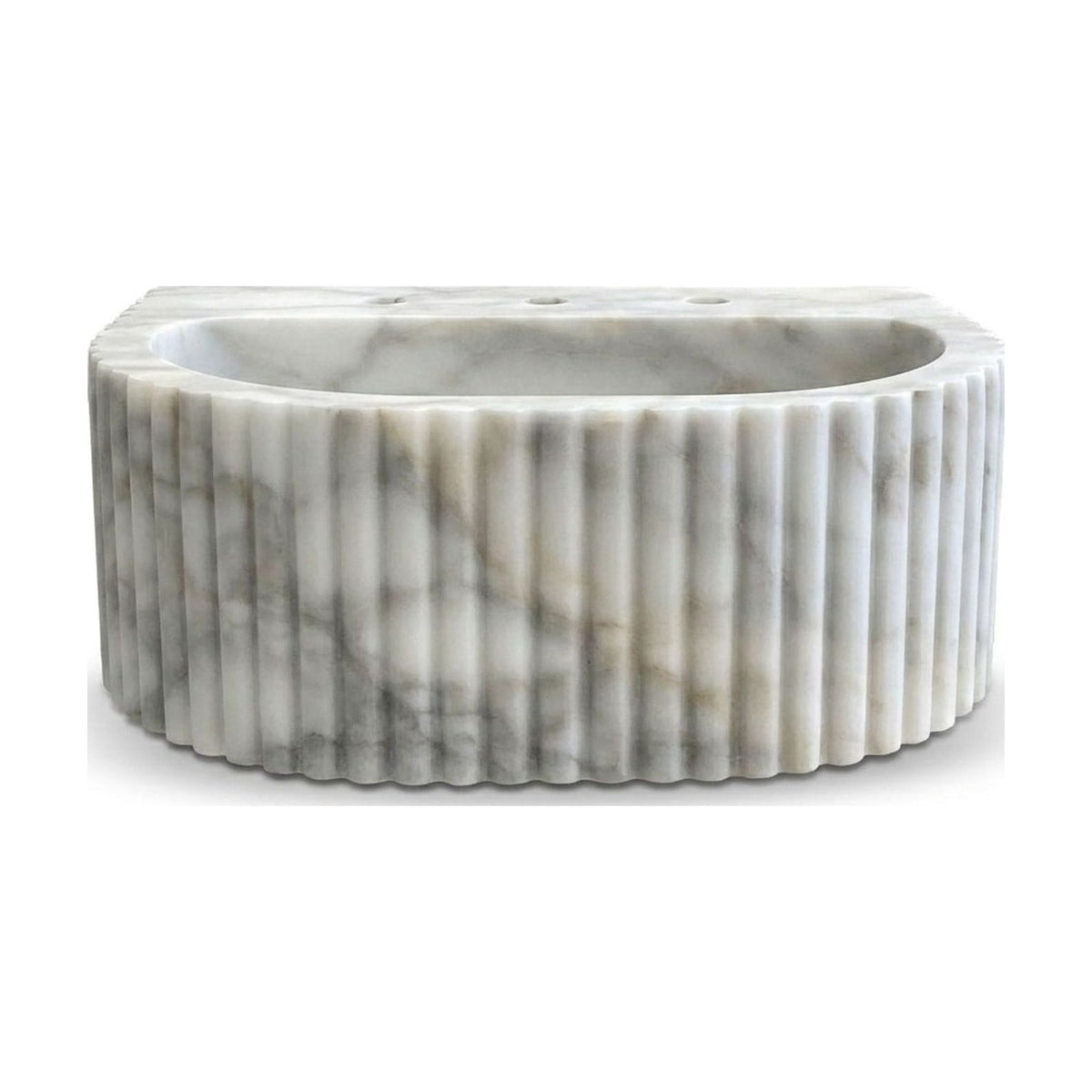 Calacatta Gold Fluted Marble Sink — view 1