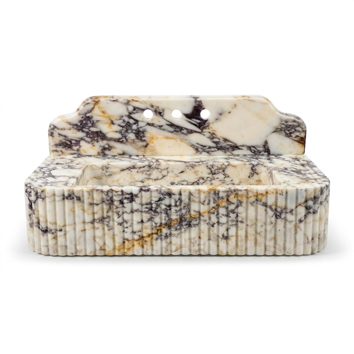 Calacatta Viola Fluted Marble Sink with Backsplash — view 1
