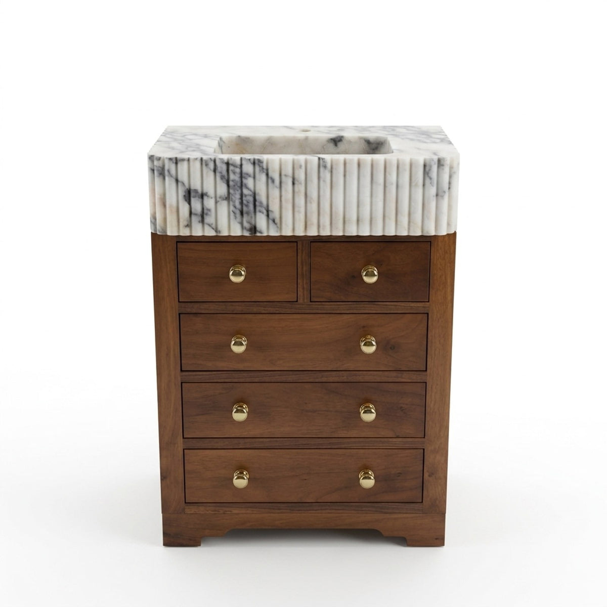 Calacatta Viola Fluted Marble Vanity with Honed Finish — view 1