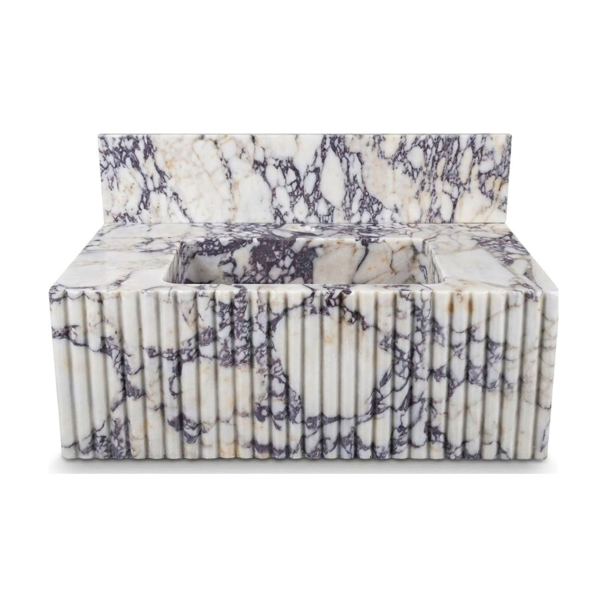 Calacatta Viola Fluted Marble Sink with Backsplash — view 1