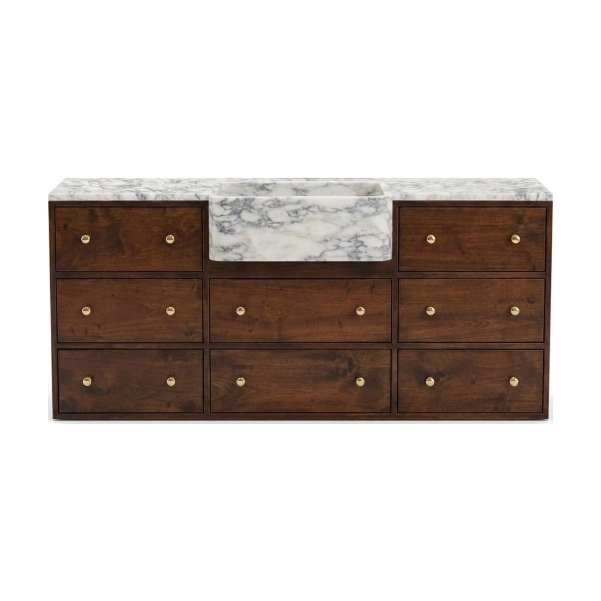 Calacatta Viola Marble Vanity with Wood Cabinet — view 1