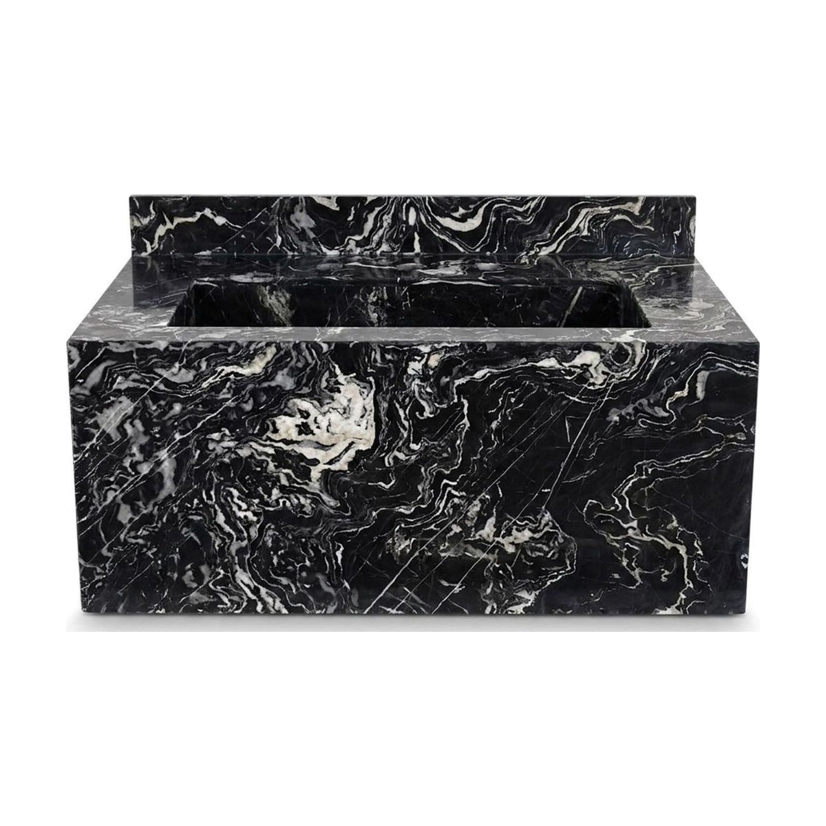 Nero Marquina Honed Marble Sink with Backsplash — view 1