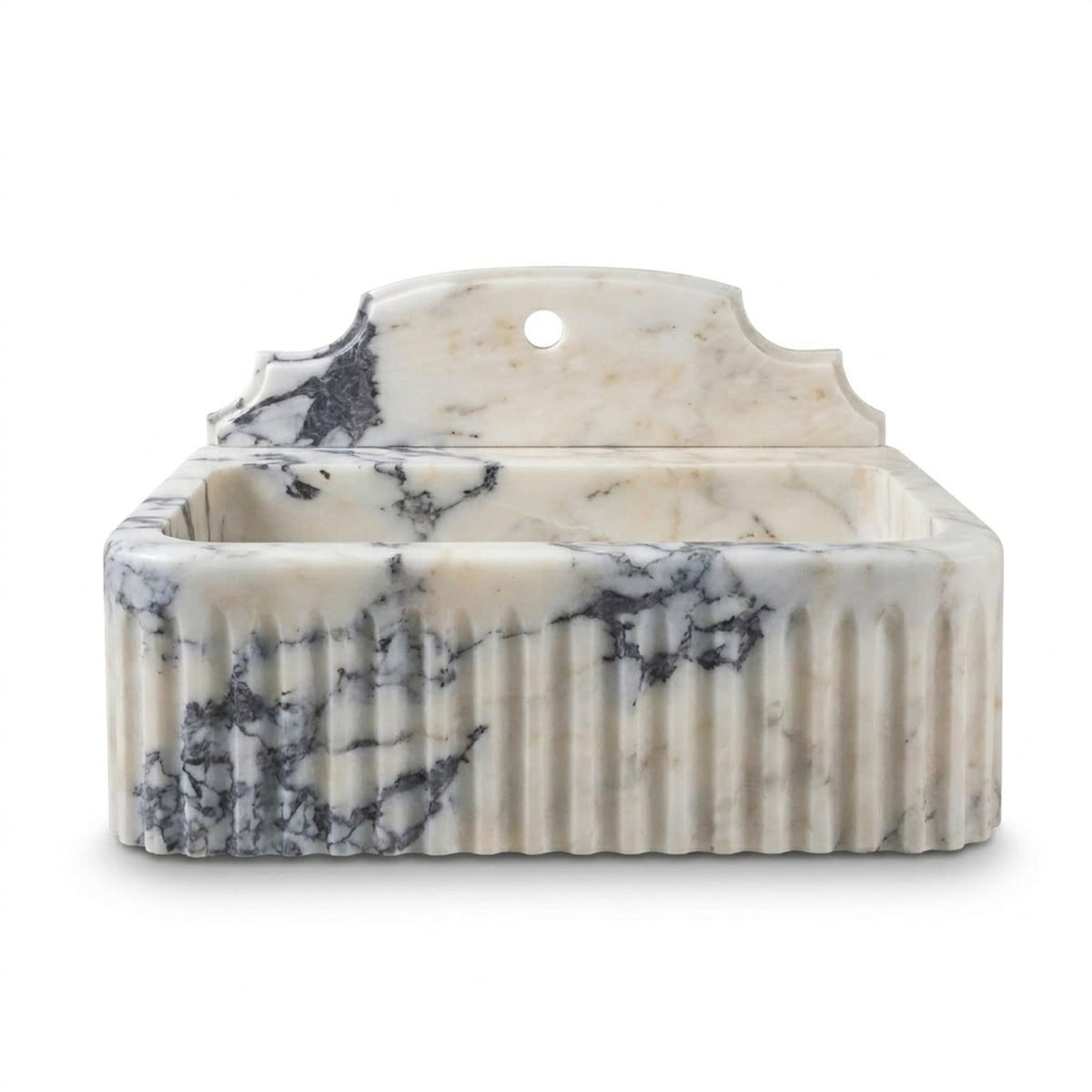 Calacatta Viola Fluted Marble Sink with Backsplash — view 1