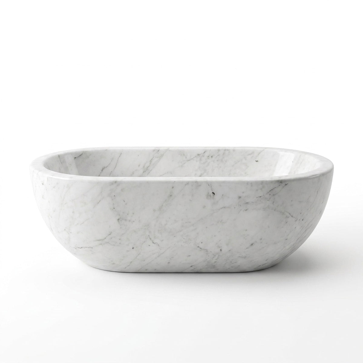 Carrara Polished Marble Oval Freestanding Bathtub