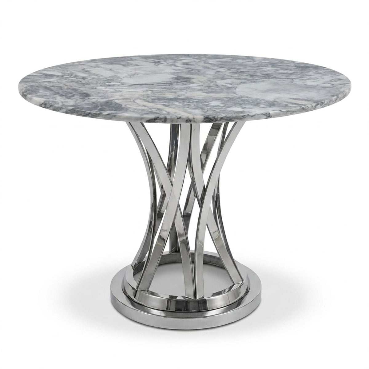 Honed Lilac Marble Table with Brushed Steel Base