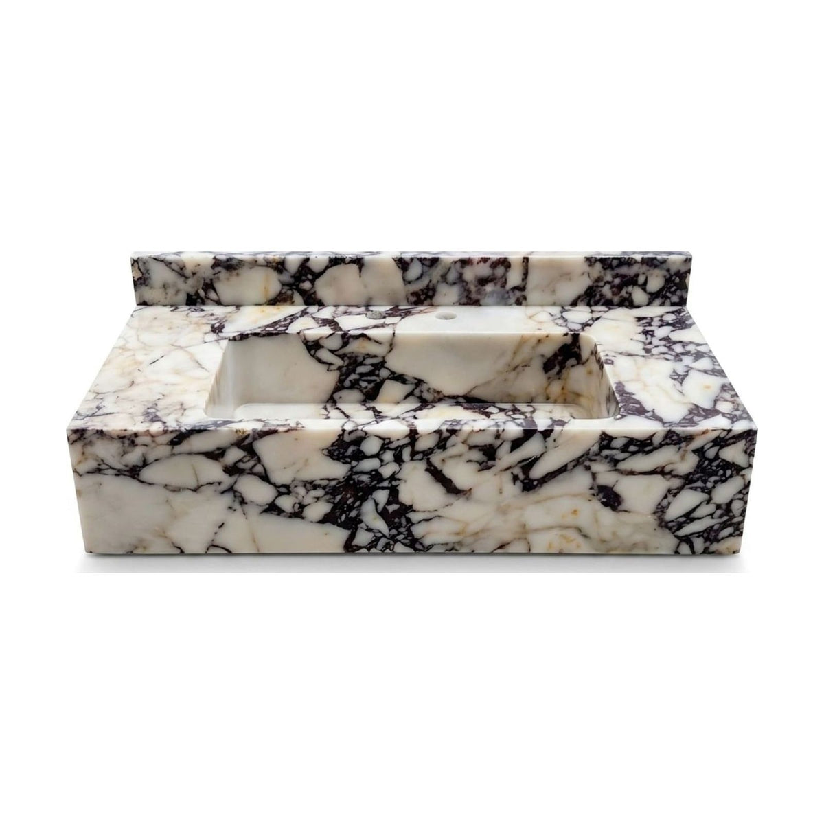 Calacatta Viola Polished Marble Sink with Backsplash — view 1