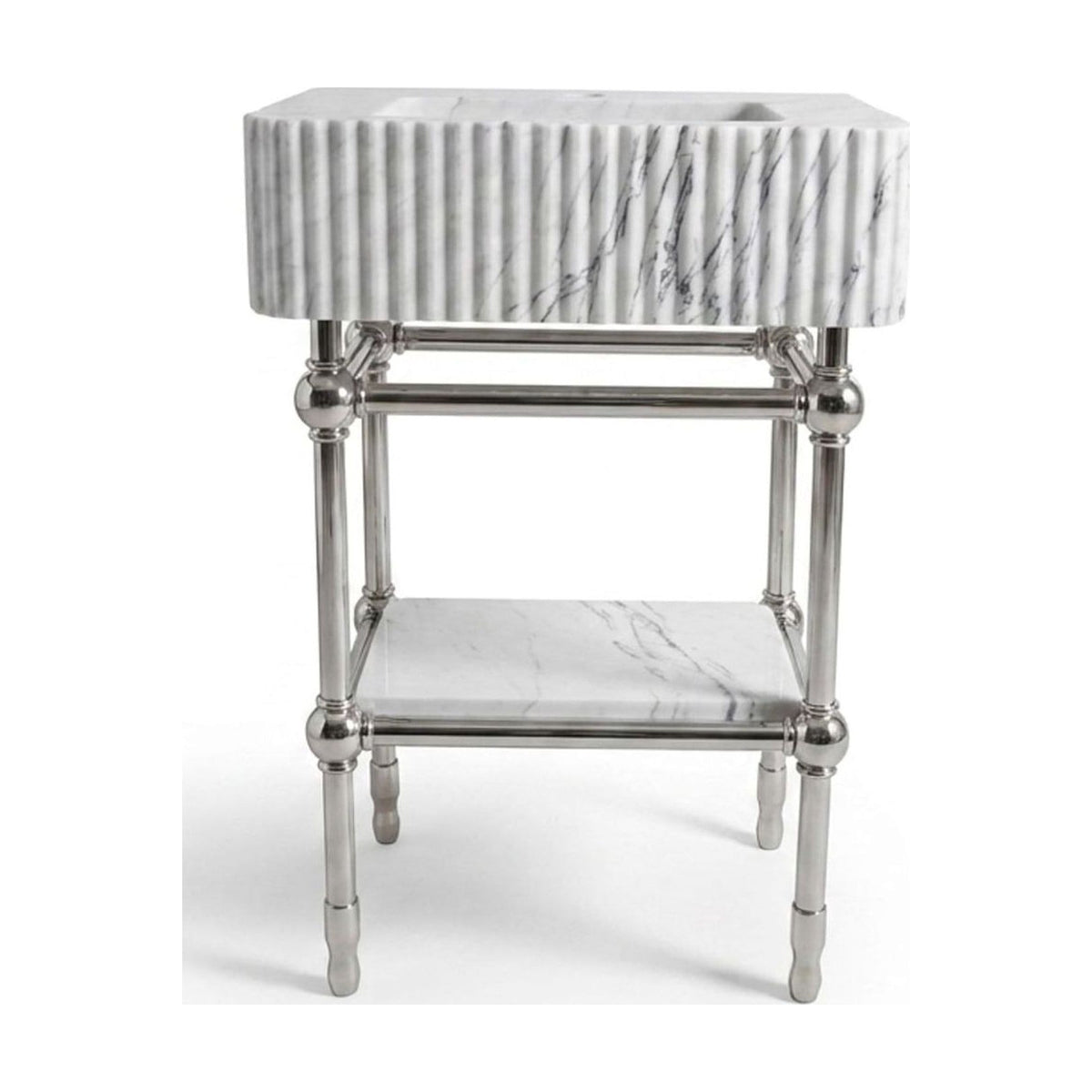 Lilac Fluted Marble Sink with Brushed Steel Stand — view 1