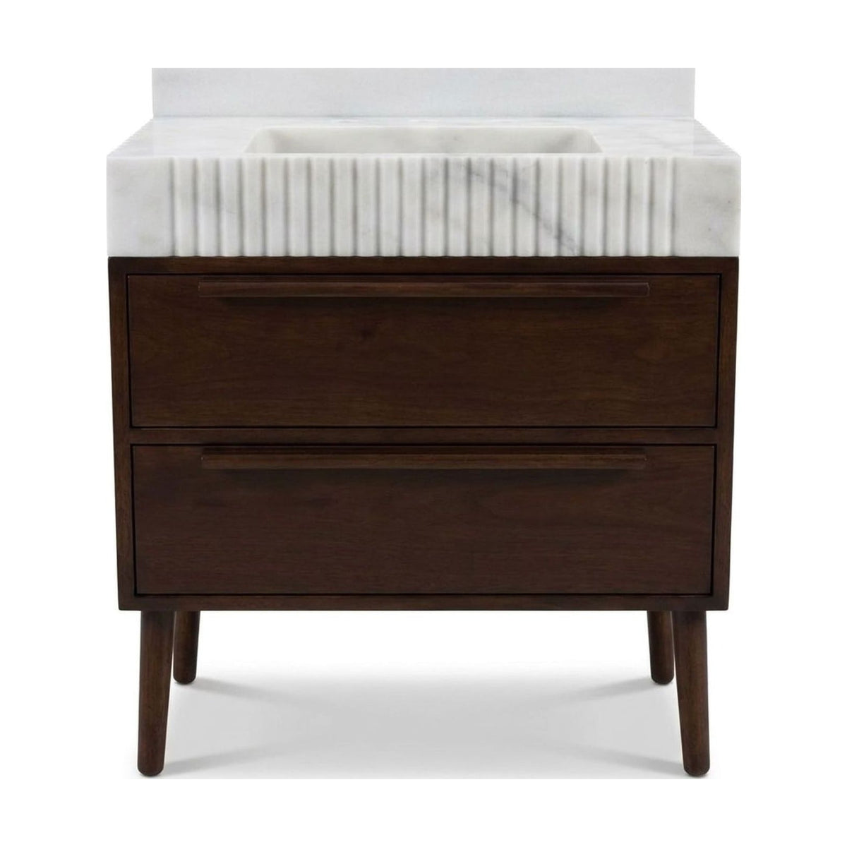 Carrara Fluted Marble Vanity with Backsplash — view 1