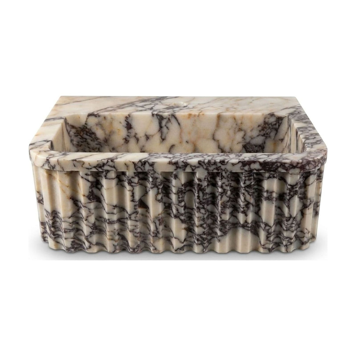 Calacatta Viola Fluted Polished Marble Sink — view 1
