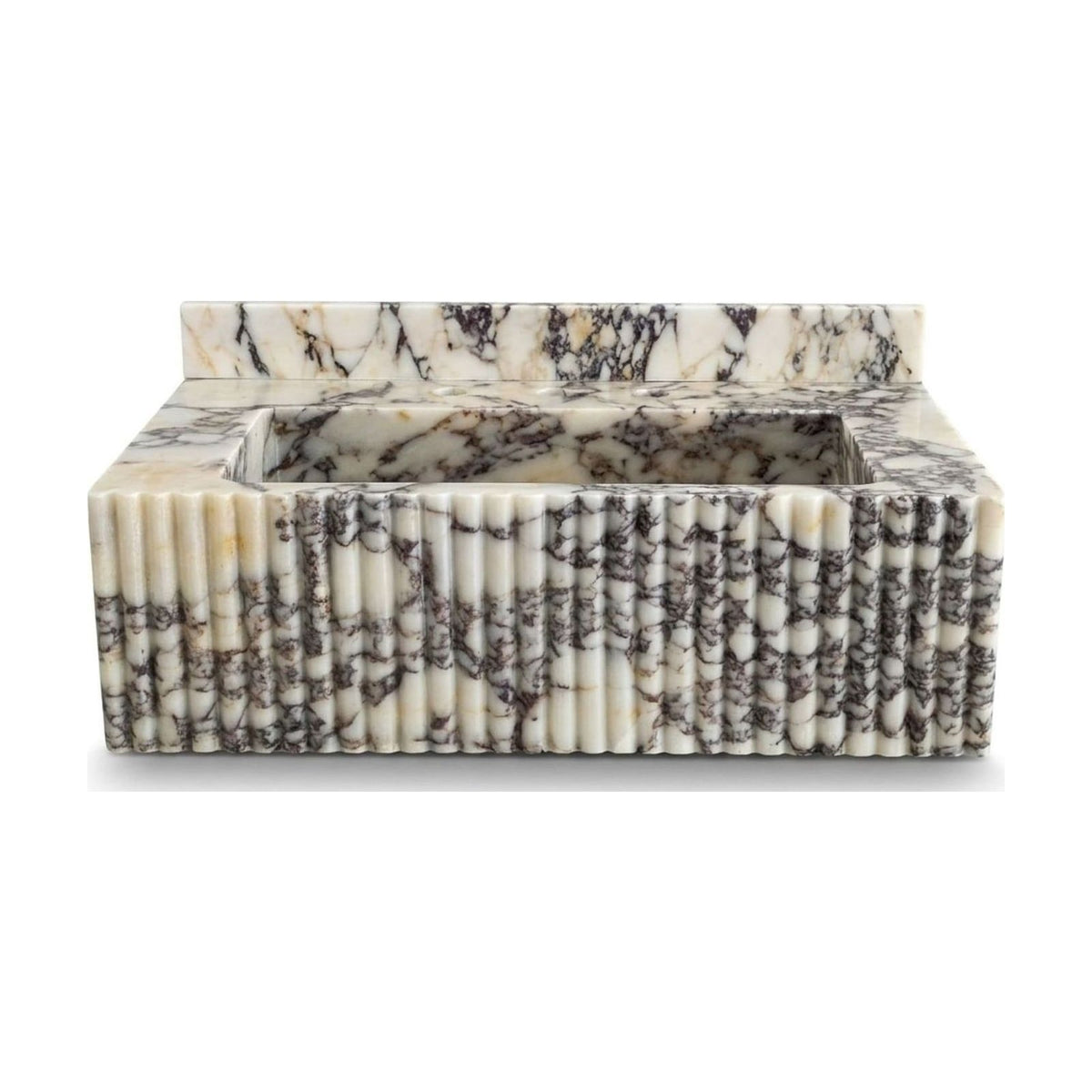 Calacatta Viola Fluted Marble Sink with Backsplash — view 1