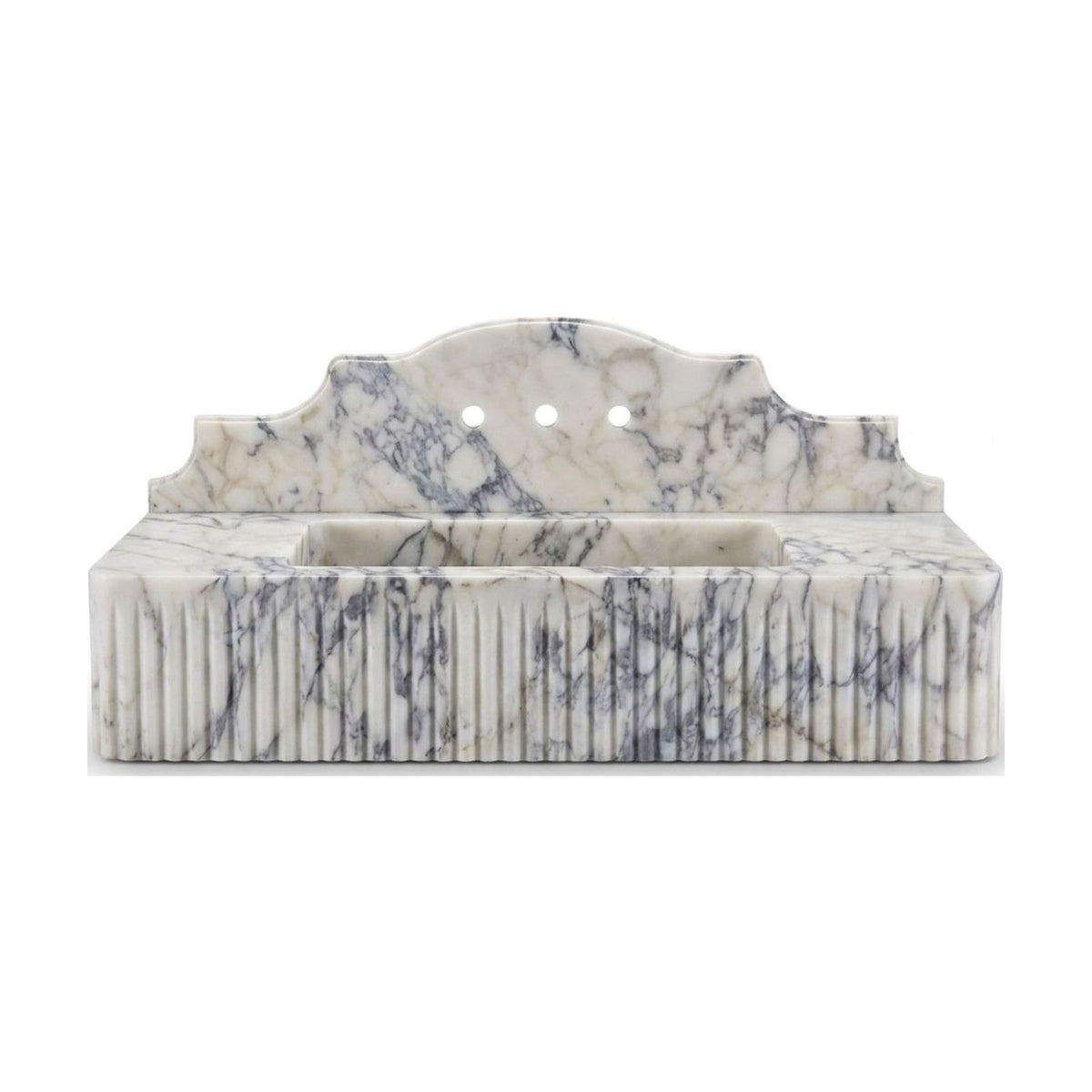 Calacatta Viola Fluted Marble Sink with Backsplash — view 1