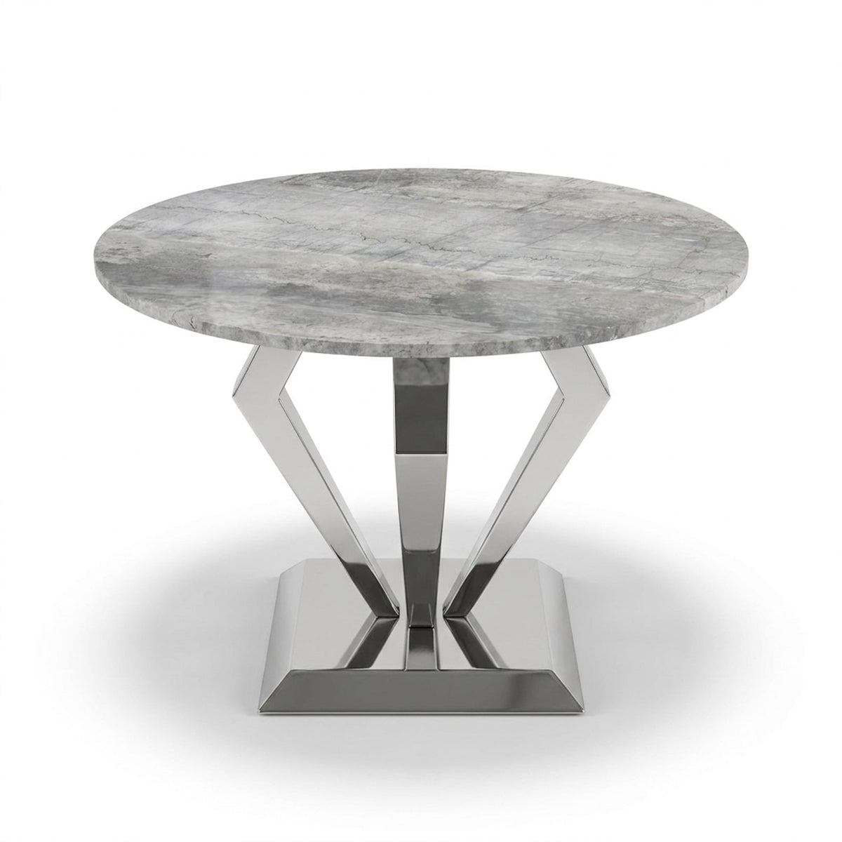 Carrara Marble Round Table with Brushed Steel Base