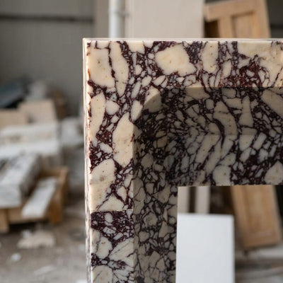 Calacatta Viola Polished Marble Fireplace Surround — marble detail
