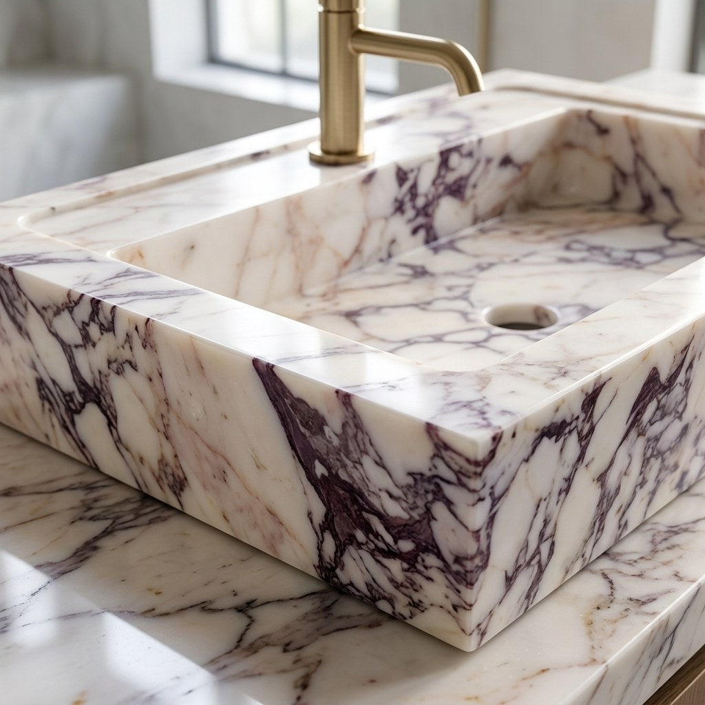 Calacatta Viola Marble Sink — marble detail — view 3