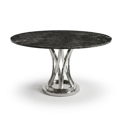 Pietra Notte Marble Round Table with Brushed Steel Base